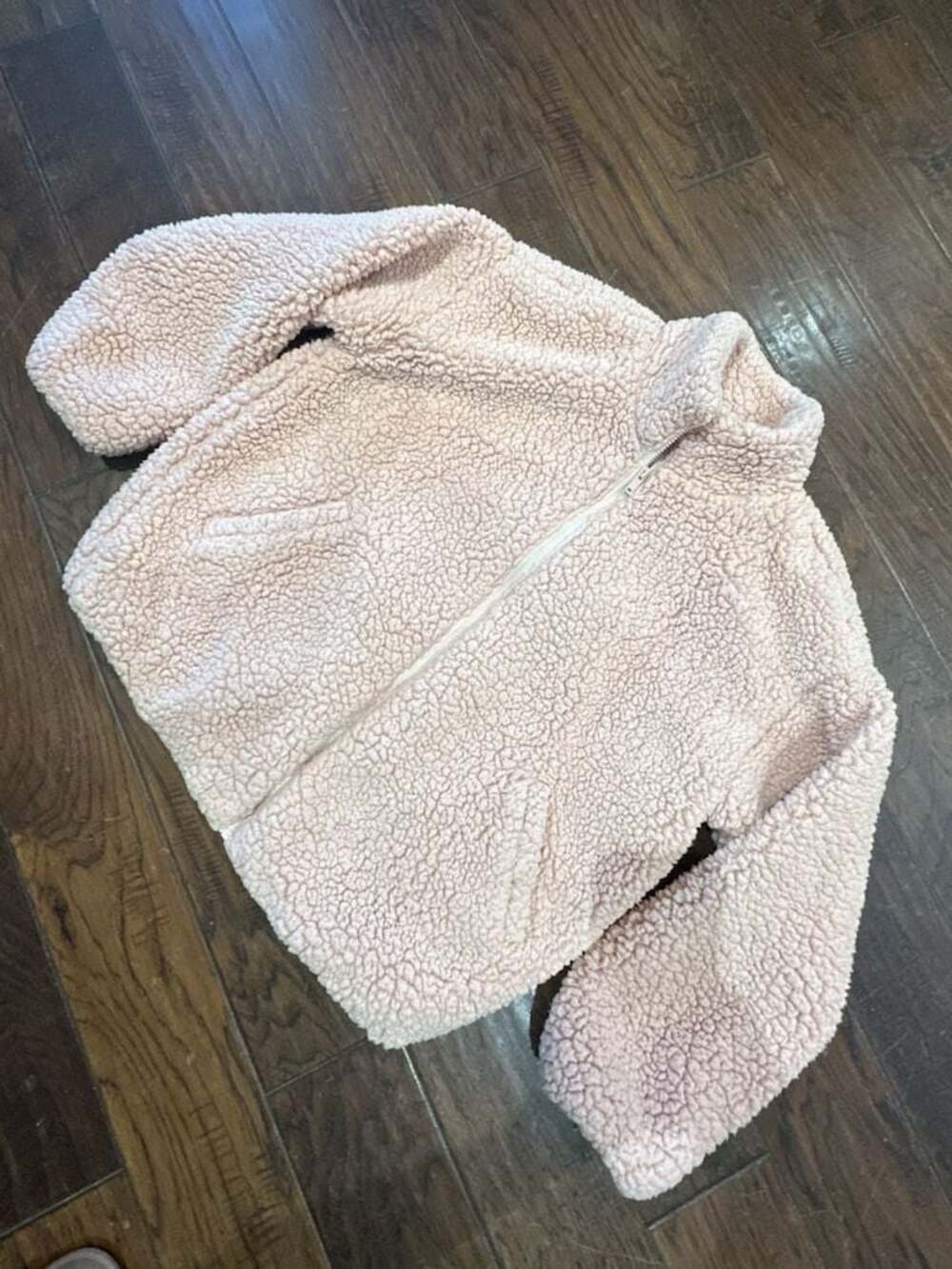 Nine West Blush Pink Zip-Up Sherpa Teddy Jacket